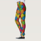 Pickleball Happy Retro Smiley Pattern Leggings (Links)