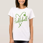 Pickleball Hart Groen & Wit Paddle T-shirt (Voorkant)