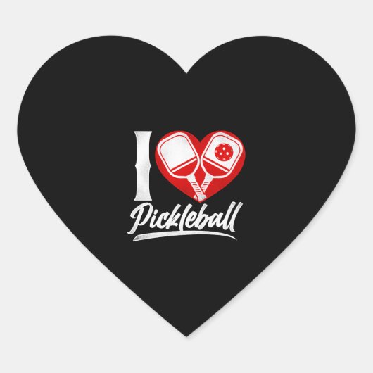 Pickleball Hart Ik hou van Pickleball Sticker (Voorkant)