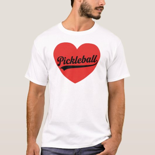 Pickleball Heart Love Sports Minimalist White Tee T-shirt (Voorkant)