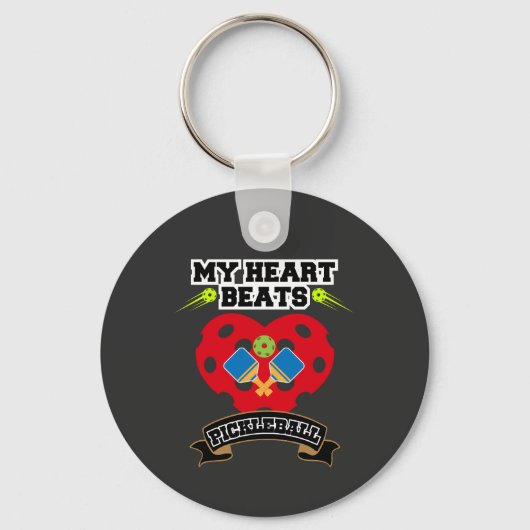 Pickleball Heart Paddle Ball Passion Sport Liefde Sleutelhanger (Voorkant)