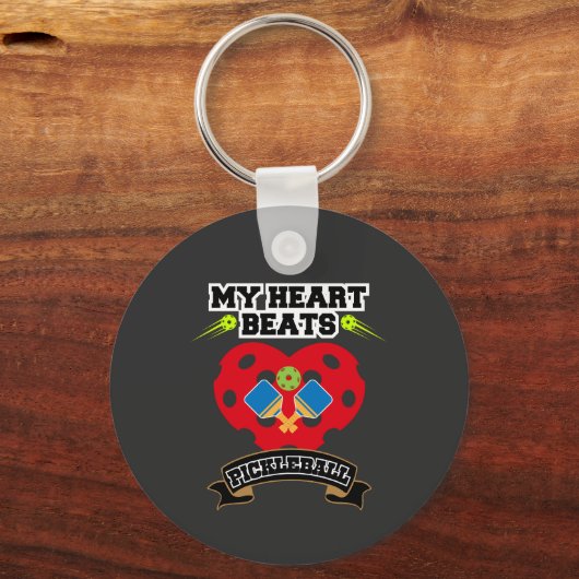 Pickleball Heart Paddle Ball Passion Sport Liefde Sleutelhanger (Voorkant)