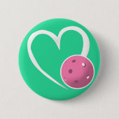 Pickleball Heart Valentijn Love Pink Turquoise Ronde Button 5,7 Cm (Voorkant)