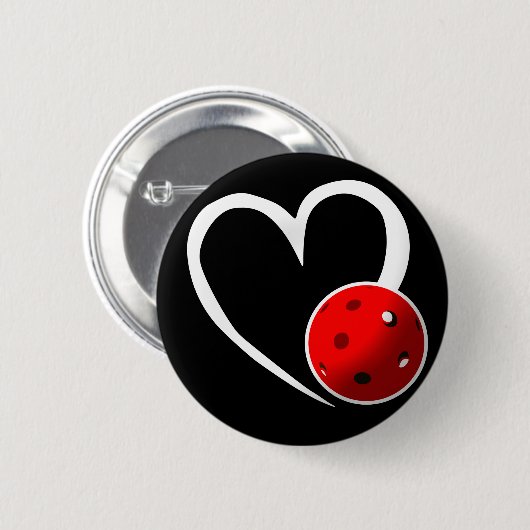 Pickleball Heart Valentijn Love Rood Wit Zwart Ronde Button 5,7 Cm (Voorkant /achterkant)