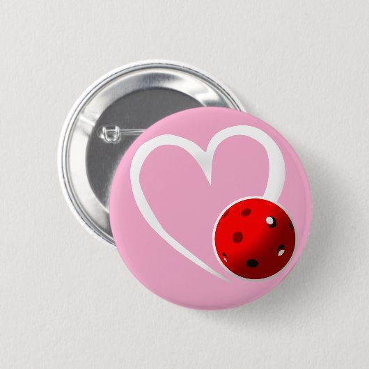 Pickleball Heart Valentijn Love Roze Wit Zwart Ronde Button 5,7 Cm (Voorkant /achterkant)