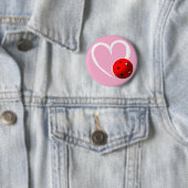 Pickleball Heart Valentijn Love Roze Wit Zwart Ronde Button 5,7 Cm (In situ)