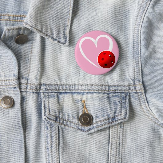 Pickleball Heart Valentijn Love Roze Wit Zwart Ronde Button 5,7 Cm (In situ)
