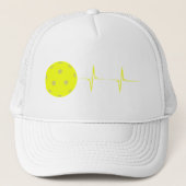 Pickleball Heartbeat Baseball Hat - Geel Trucker Pet (Voorkant)