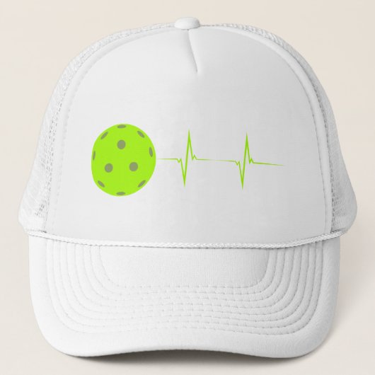 Pickleball Heartbeat Baseball Hat - Groen Trucker Pet (Voorkant)