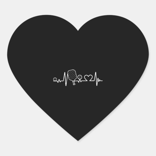 Pickleball Heartbeat Liefde voor het Spel Hart Sticker (Voorkant)