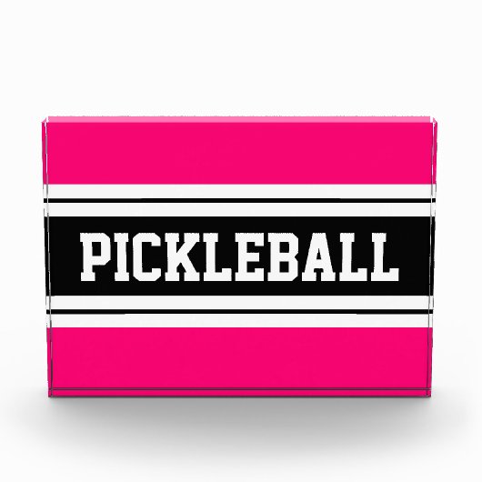 PICKLEBALL Helder Roze Zwart Wit Racing Stripes Fotoblokken (Voorkant)