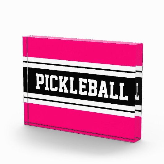 PICKLEBALL Helder Roze Zwart Wit Racing Stripes Fotoblokken (Rechts)
