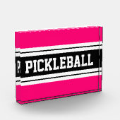 PICKLEBALL Helder Roze Zwart Wit Racing Stripes Fotoblokken (Links)
