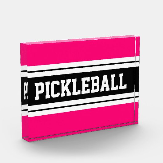 PICKLEBALL Helder Roze Zwart Wit Racing Stripes Fotoblokken (Links)