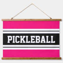 PICKLEBALL Helder Roze Zwart Wit Racing Stripes