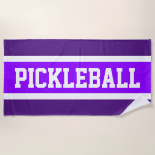 PICKLEBALL Heldere Paarse Witte Racing Stripes Strandlaken