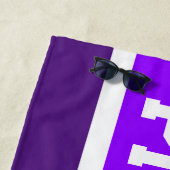 PICKLEBALL Heldere Paarse Witte Racing Stripes Strandlaken (In situ)