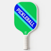 PICKLEBALL Heldergroen Royal Blue Racing Stripes Paddle (Voorkant)