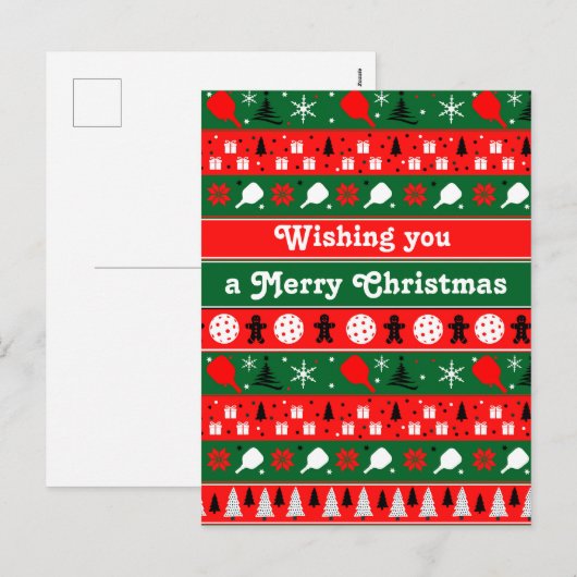 Pickleball Holiday Cheer Feestdagenkaart (Voorkant / Achterkant)