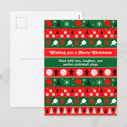 Pickleball Holiday Cheer Feestdagenkaart (Voorkant / Achterkant)