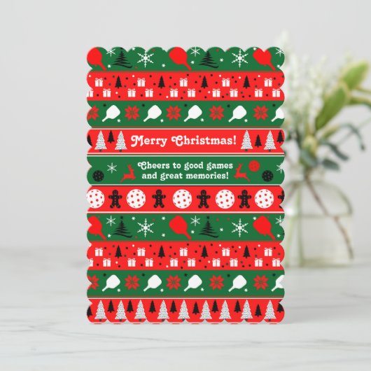 Pickleball Holiday Cheer Feestdagenkaart (Staand voorkant)