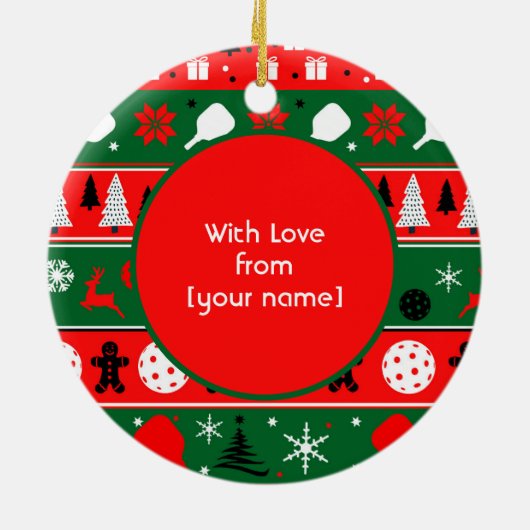 Pickleball Holiday Cheer Keramisch Ornament (Achterkant)