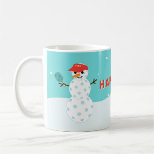 Pickleball Holiday Custom Humoureuze Snowman Mok