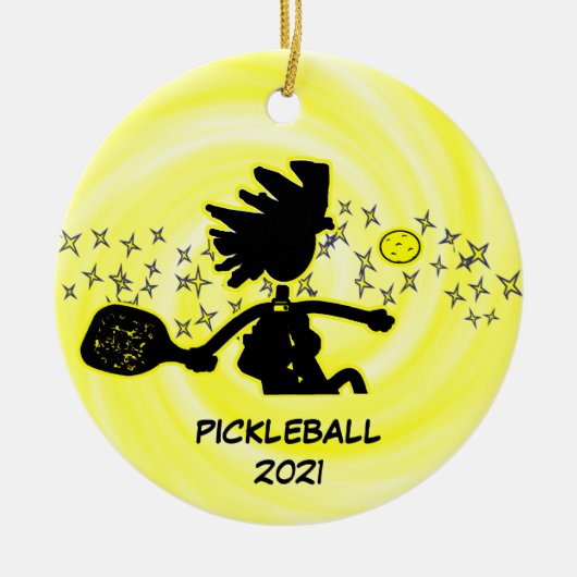 Pickleball Holiday keramisch sieraad Keramisch Ornament (Voorkant)