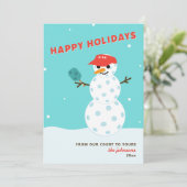 Pickleball Holiday kerst Humoureuze Snowman Kaart (Staand voorkant)