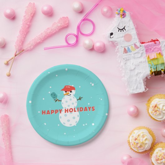 Pickleball Holiday Party Humoureus Snowman Bord (Feest)