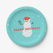 Pickleball Holiday Party Humoureus Snowman Bord (Voorkant)