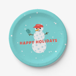 Pickleball Holiday Party Humoureus Snowman Bord