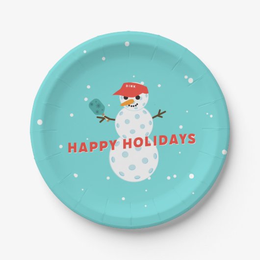 Pickleball Holiday Party Humoureus Snowman Bord (Voorkant)