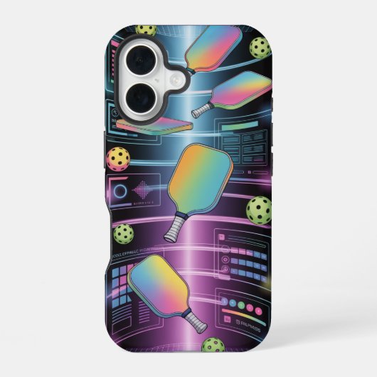 Pickleball Holographic Paddle Portal Tournament iPhone 16 Hoesje (Achterkant)