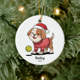 Pickleball hond, lelijke kerst trui, uw foto keramisch ornament