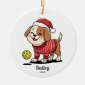 Pickleball hond, lelijke kerst trui, uw foto keramisch ornament (Voorkant)