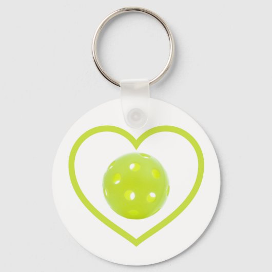 pickleball houdt van gele pickbal sleutelhanger (Voorkant)