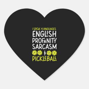 Pickleball Ik spreek 4 talen Hart Sticker