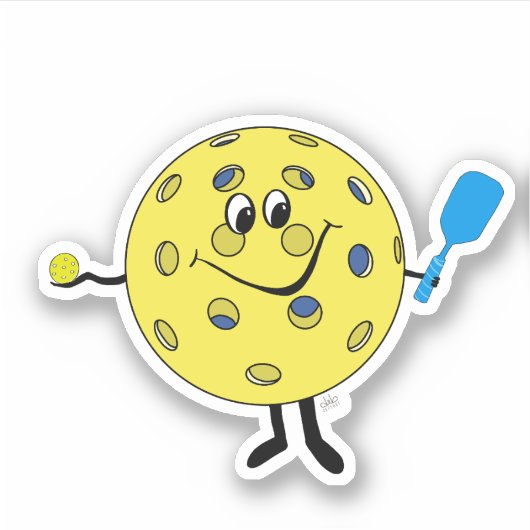 Pickleball Illustratie Sticker van Deb Jeffrey (Voorkant)