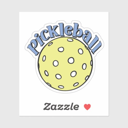 Pickleball in blauw met gele bal sticker (Vel)
