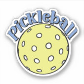 Pickleball in blauw met gele bal sticker (Voorkant)