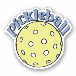 Pickleball in blauw met gele bal sticker