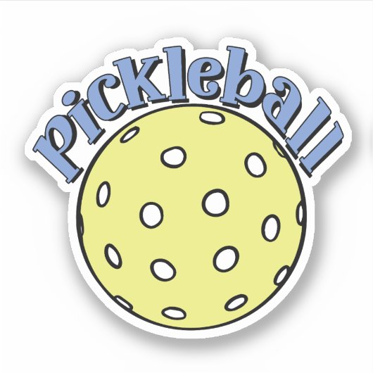 Pickleball in blauw met gele bal sticker (Voorkant)