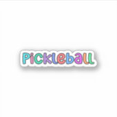 Pickleball in kleurrijke veelkleurige retro typogr sticker (Voorkant)