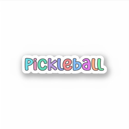 Pickleball in kleurrijke veelkleurige retro typogr sticker (Voorkant)