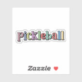 Pickleball in kleurrijke veelkleurige retro typogr sticker (Vel)