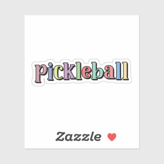 Pickleball in kleurrijke veelkleurige retro typogr sticker (Vel)
