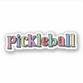 Pickleball in kleurrijke veelkleurige retro typogr sticker (Voorkant)