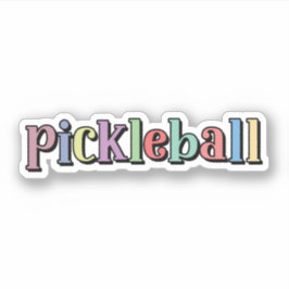 Pickleball in kleurrijke veelkleurige retro typogr sticker