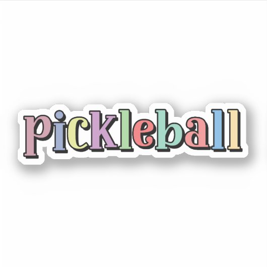 Pickleball in kleurrijke veelkleurige retro typogr sticker (Voorkant)